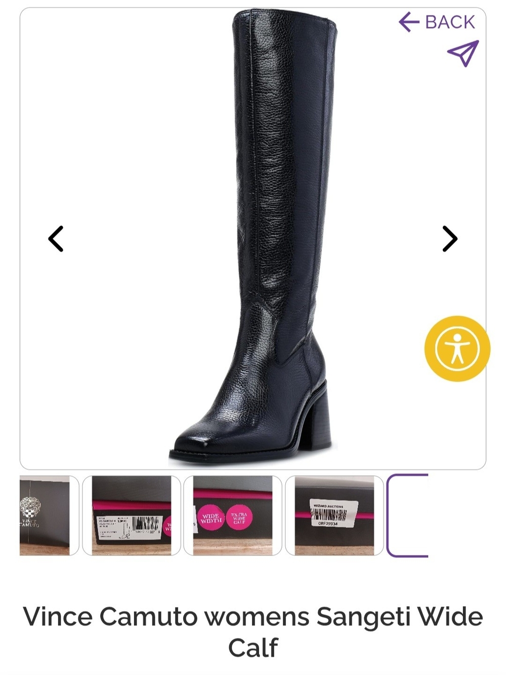 Vince Camuto Black  Wide Calf Leather Boots